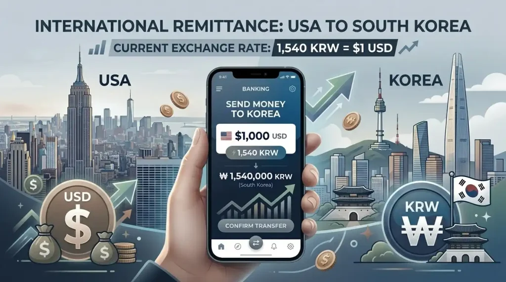 원/달러 환율 1,540원 돌파 — 지금 한국 송금하면 이득일까? remitting money to korea exchange 202606062305 optimized (1)