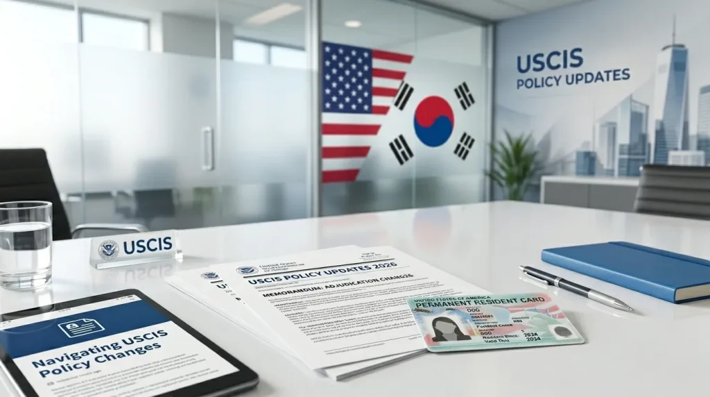 영주권 신청, 이제 한국 가서 해야 하나? USCIS 새 정책 완벽 정리 us flag south korean flag 202606061200 optimized
